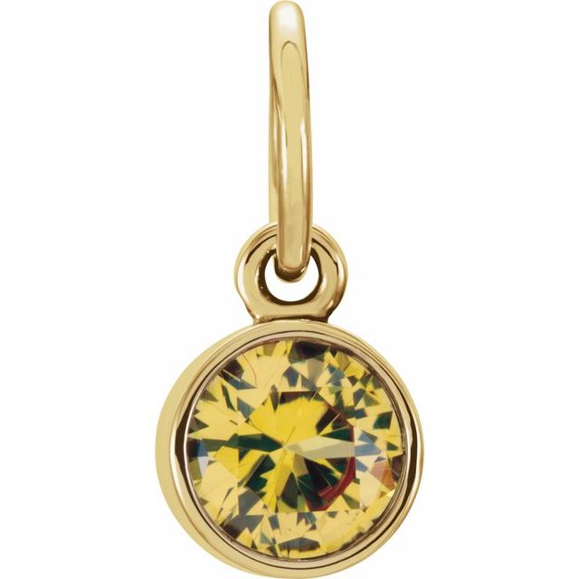 14K Gold Posh Mommy Imitation Garnet Birthstone Charm