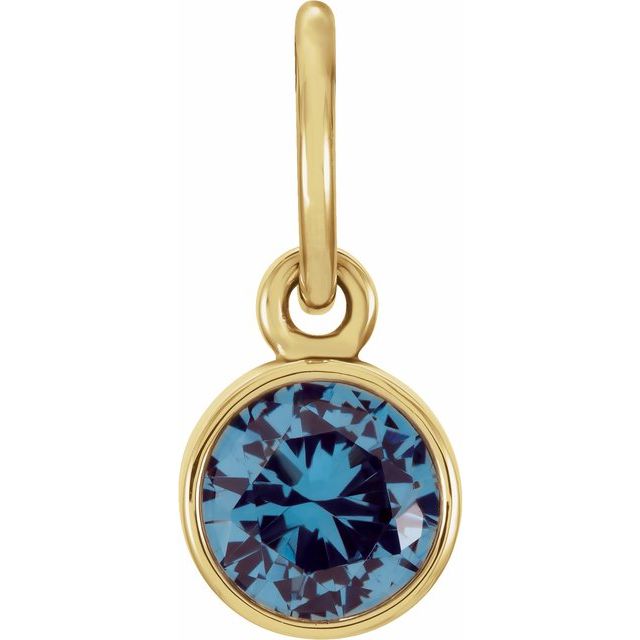 14K Gold Posh Mommy Imitation Garnet Birthstone Charm