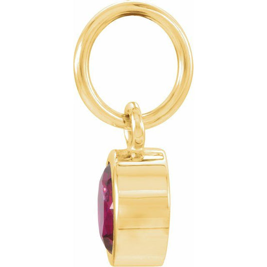 14K Gold, 4 mm Round Imitation Garnet Charm - Posh Mommy®