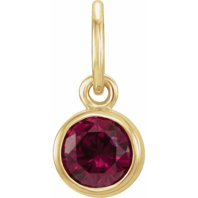 Imitation Garnet Charm/Pendant | 14K Gold & Silver options* | Round | Polished