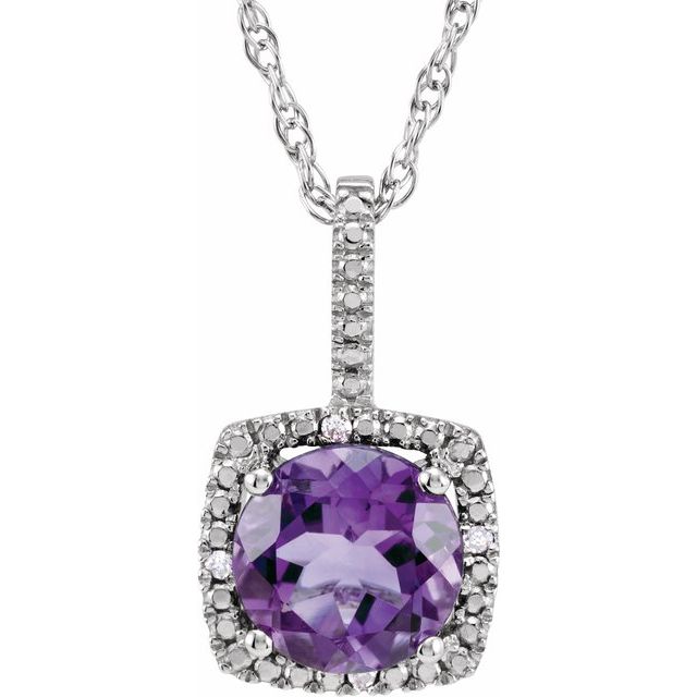 1/100 CTW Natural Aquamarine and Diamond Birthstone Necklace in Sterling Silver