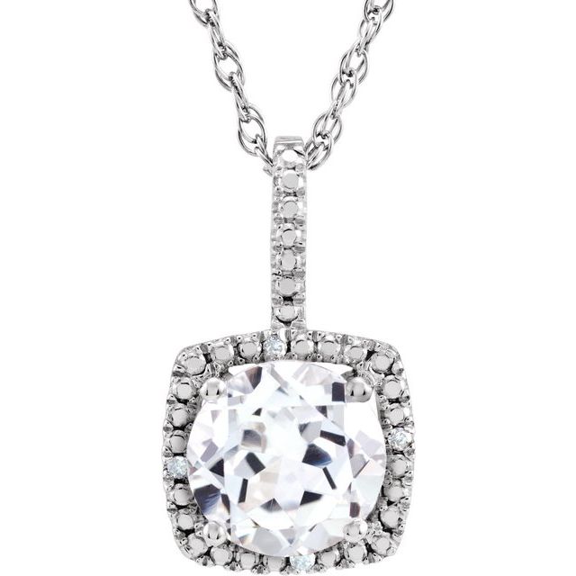 1/100 CTW Lab-Grown Emerald and Natural Diamond Round Birthstone Necklace in Sterling Silver