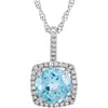 Sterling Silver, 7 mm Natural Aquamarine & .015 CTW Diamond Necklace