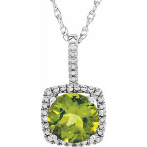 1/100 CTW Natural Aquamarine and Diamond Birthstone Necklace in Sterling Silver