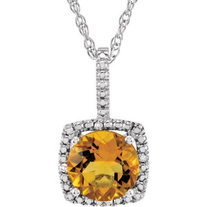 1/100 CTW Natural Aquamarine and Diamond Birthstone Necklace in Sterling Silver