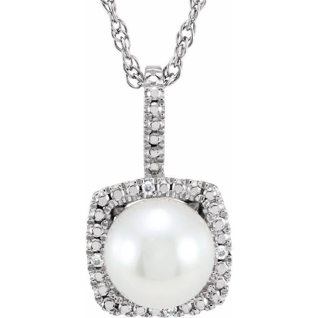 1/100 CTW Natural Aquamarine and Diamond Birthstone Necklace in Sterling Silver