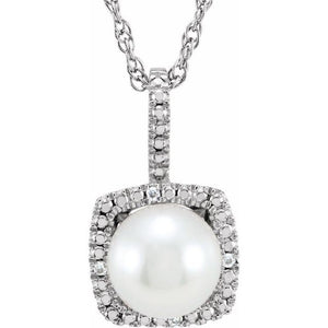 1/100 CTW Natural Aquamarine and Diamond Birthstone Necklace in Sterling Silver