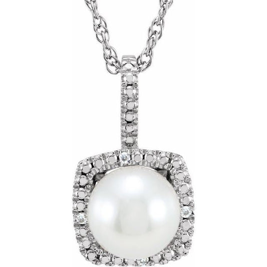 1/100 CTW Natural Aquamarine and Diamond Birthstone Necklace in Sterling Silver