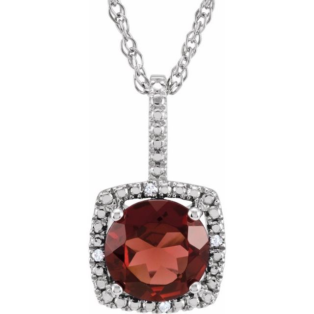 1/100 CTW Natural Aquamarine and Diamond Birthstone Necklace in Sterling Silver