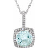 Sterling Silver, 7 mm Natural Aquamarine & .015 CTW Diamond Necklace