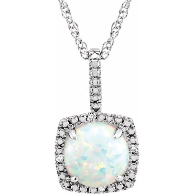 1/100 CTW Lab-Grown Emerald and Natural Diamond Round Birthstone Necklace in Sterling Silver