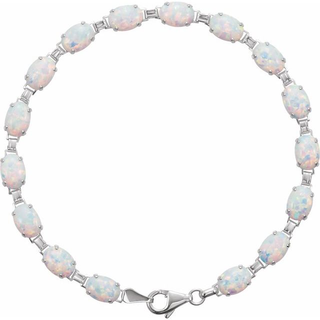 14K Gold Lab-Grown Opal Bracelet - Options Available