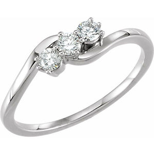 14K Gold Natural Diamond 3-Stone Ring - Options Available