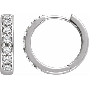 14K Gold Natural Diamond Hinged Hoop Earrings - Options Available
