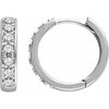 14K White Gold 15.8 mm Natural Diamond Hinged Hoop Earrings