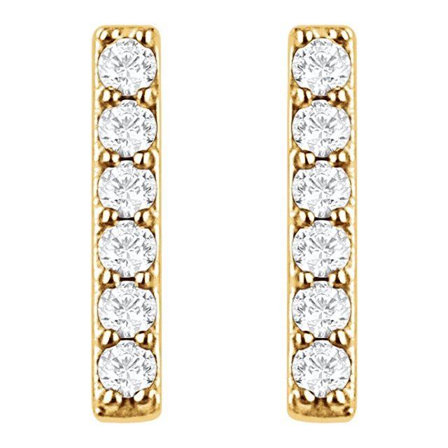 14K Yellow 1/10 CTW Natural Diamond Bar Earrings