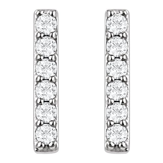 14K Yellow 1/10 CTW Natural Diamond Bar Earrings