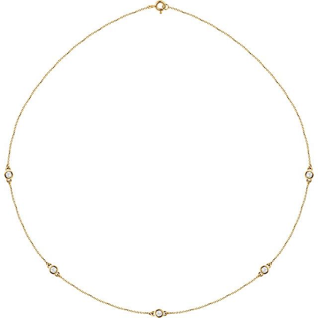 14K Yellow Gold 18" Necklace with 1/4 CTW Natural Diamonds - 5-Station Design