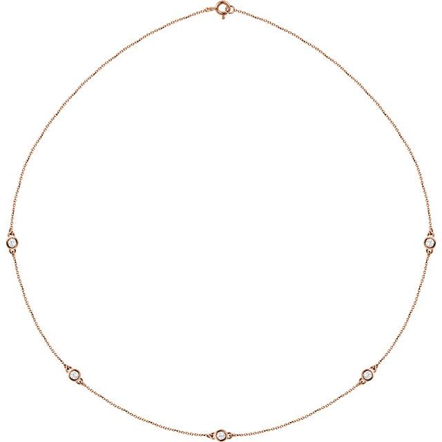 14K Yellow Gold 18" Necklace with 1/4 CTW Natural Diamonds - 5-Station Design