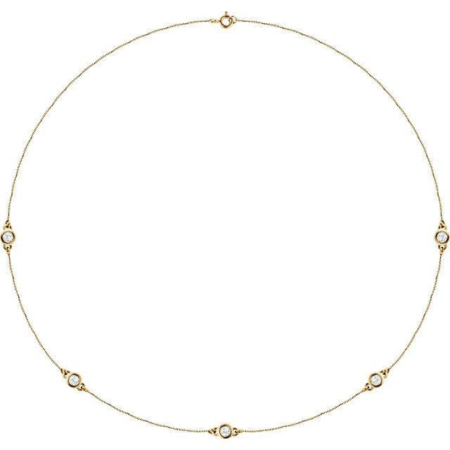 14K Yellow Gold 18" Necklace with 1/4 CTW Natural Diamonds - 5-Station Design