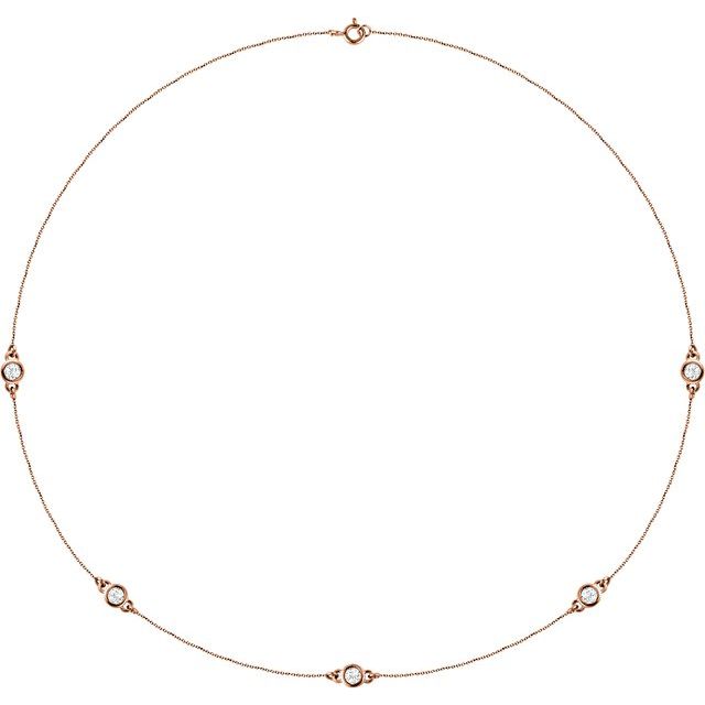 14K Yellow Gold 18" Necklace with 1/4 CTW Natural Diamonds - 5-Station Design