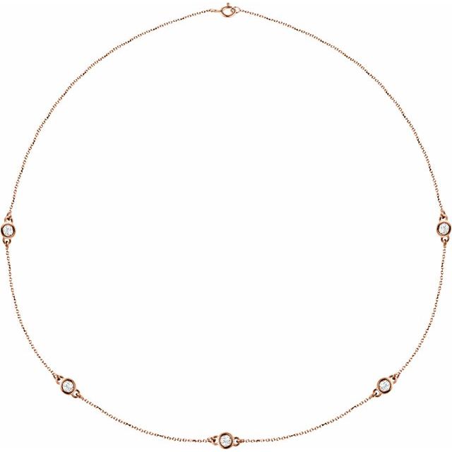 14K Yellow Gold 18" Necklace with 1/4 CTW Natural Diamonds - 5-Station Design