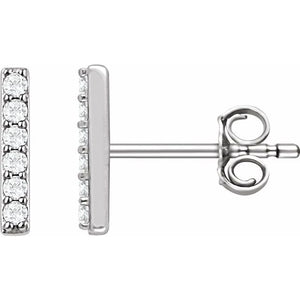14K Gold Natural Diamond Bar Earrings