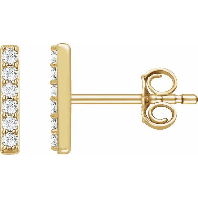 14K Gold Natural Diamond Bar Earrings - Options Available