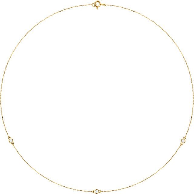 14K Yellow Gold 18" Necklace with 1/4 CTW Natural Diamonds - 5-Station Design