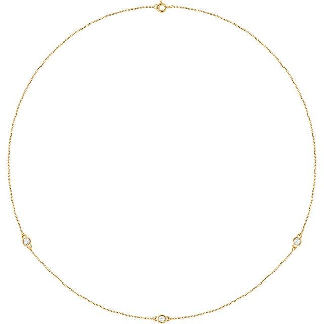 14K Yellow Gold 18" Necklace with 1/4 CTW Natural Diamonds - 5-Station Design