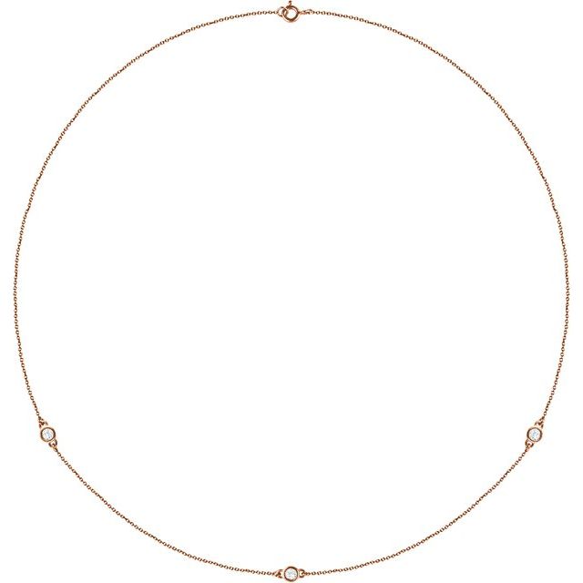 14K Yellow Gold 18" Necklace with 1/4 CTW Natural Diamonds - 5-Station Design