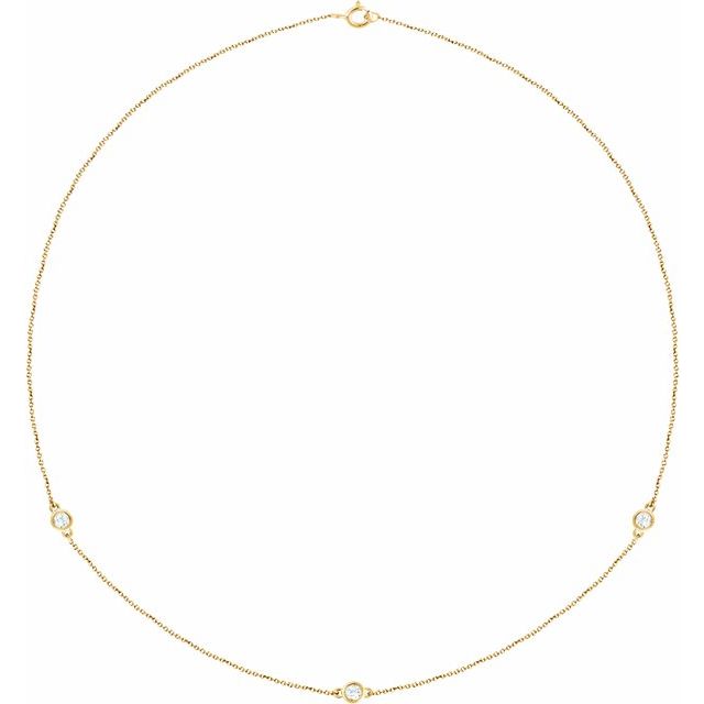 14K Yellow Gold 18" Necklace with 1/4 CTW Natural Diamonds - 5-Station Design