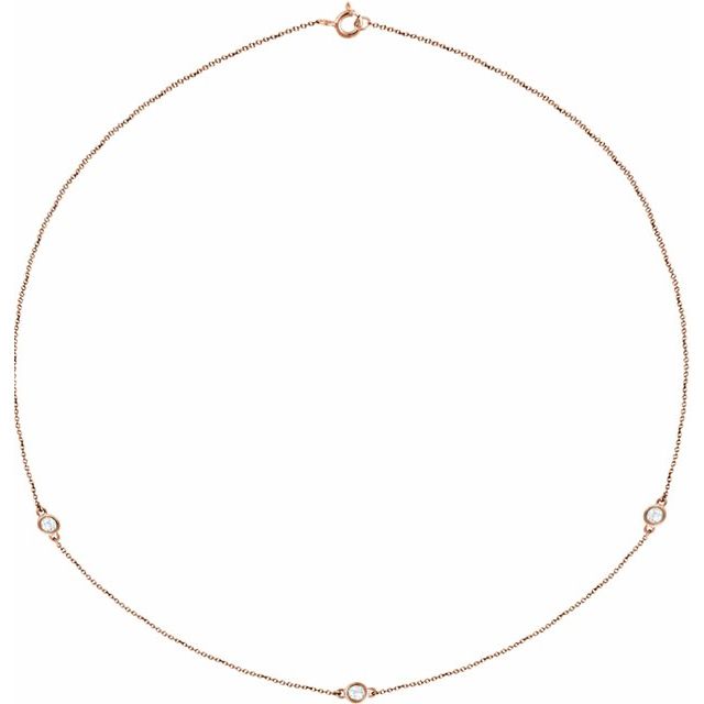 14K Yellow Gold 18" Necklace with 1/4 CTW Natural Diamonds - 5-Station Design