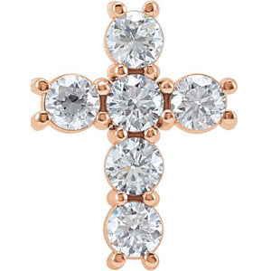 1 1/6 CTW Natural Diamond Cross Pendant Crafted in 14K Gold & Platinum