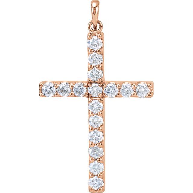 14K Yellow Gold 1/4 CTW Natural Diamond Cross Necklace