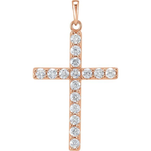 14K Yellow 1/4 CTW Natural Diamond Cross Pendant