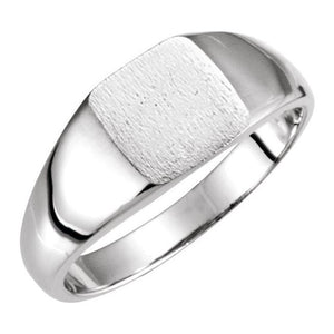 Square Signet Ring in 14K Gold, Sterling Silver, Platinum & More