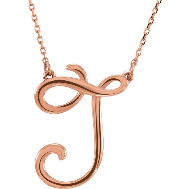 14K Gold Script Initial Necklace
