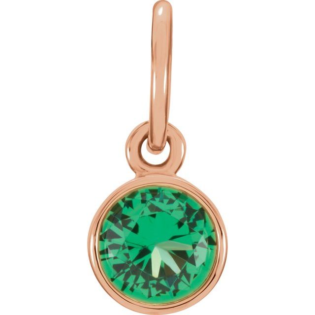 14K Gold Posh Mommy Imitation Garnet Birthstone Charm