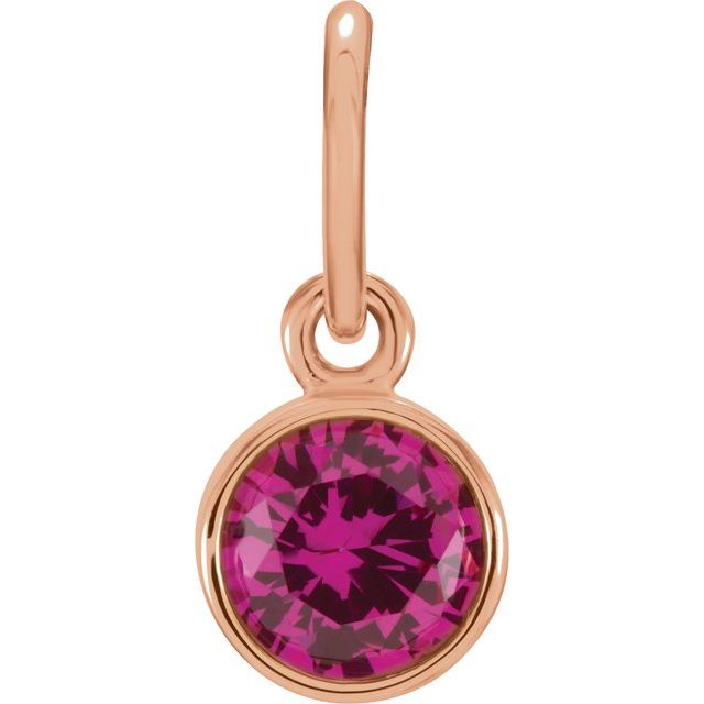 Imitation Garnet Charm | 14K Gold & Silver | options* | 4 Mm | Round | Polished (V2.3)