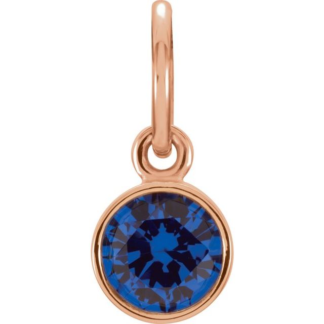 14K Gold Posh Mommy Imitation Garnet Birthstone Charm