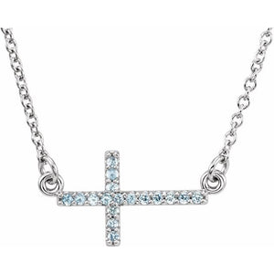 Platinum Diamond Sideways Cross Necklace - Options Available