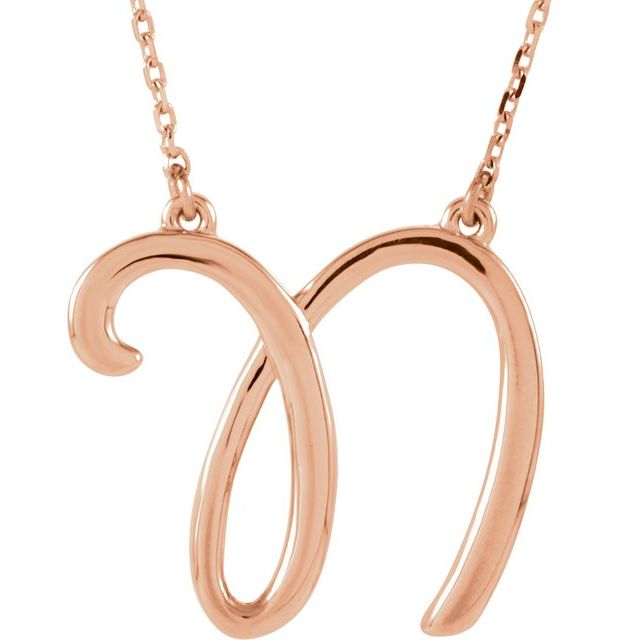 14K Gold Script Initial Necklace