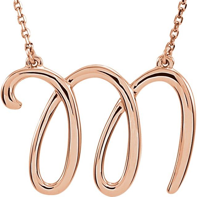 14K Gold Script Initial Necklace