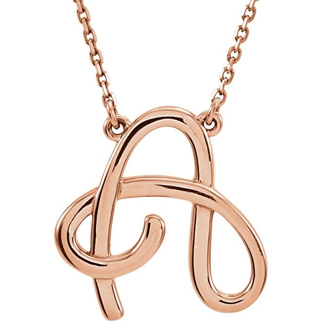 14K Gold Script Initial Necklace