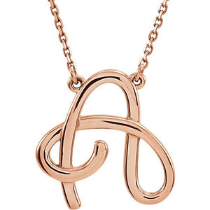 14K Gold Script Initial Necklace