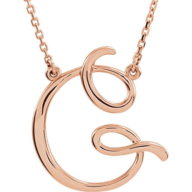 14K Gold Script Initial Necklace