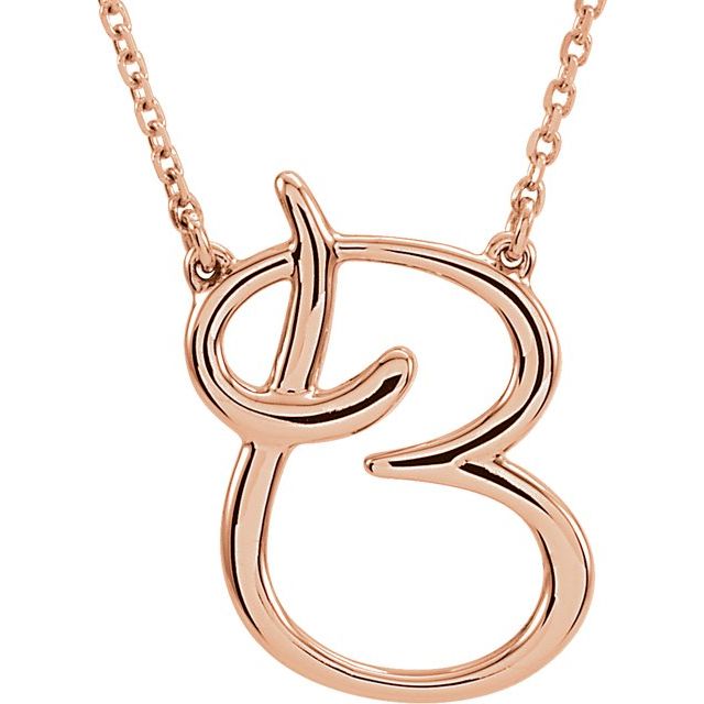 14K Gold Script Initial Necklace