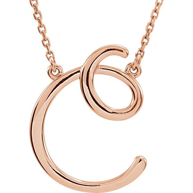 14K Gold Script Initial Necklace