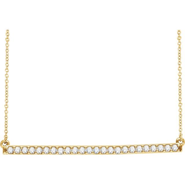 14K Yellow Gold 16-18" Natural Diamond Bar Necklace - Elegant Design